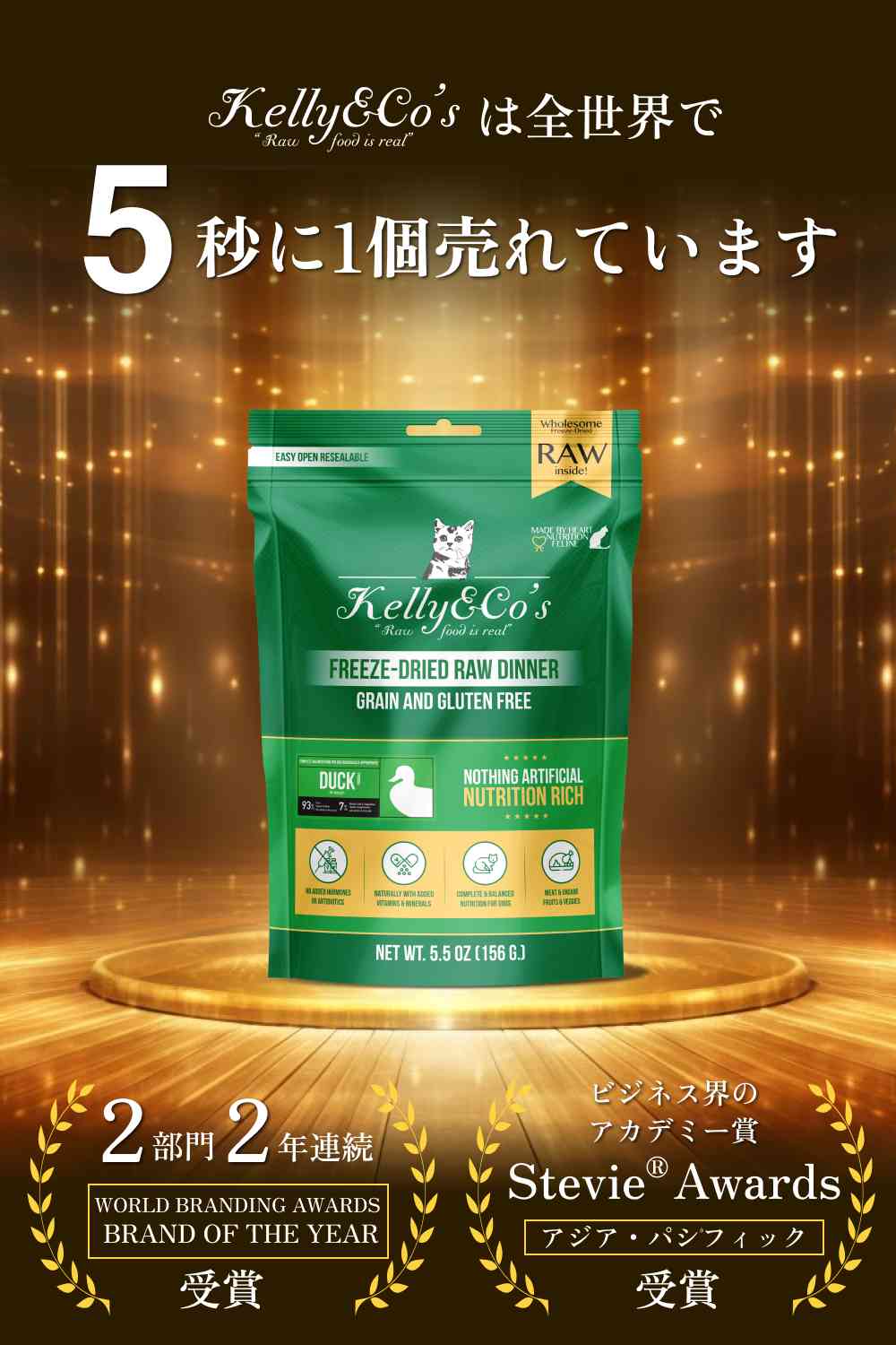 猫用総合栄養食 ダックフォーミュラ ミニサイズ Kelly&Co's(ケリーアンドコー) フリーズドライ RAW DINNER