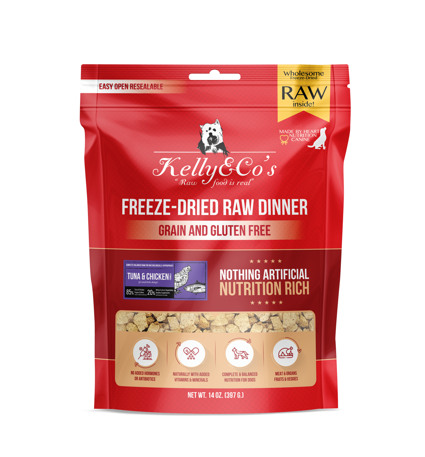 Kelly&Co'sフリーズドライ RAW DINNER（犬用総合栄養食 ）マグロ＆チキンフォーミュラ