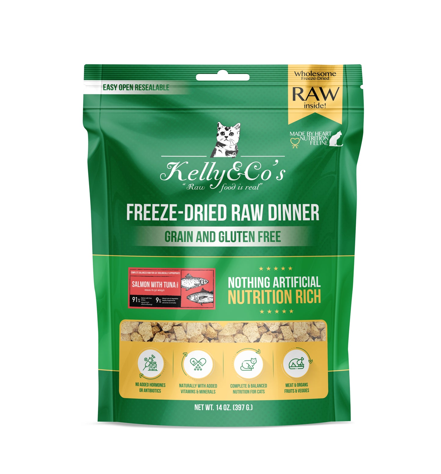 Kelly&Co'sフリーズドライ RAW DINNER（猫用総合栄養食 ）サーモン＆マグロフォーミュラ