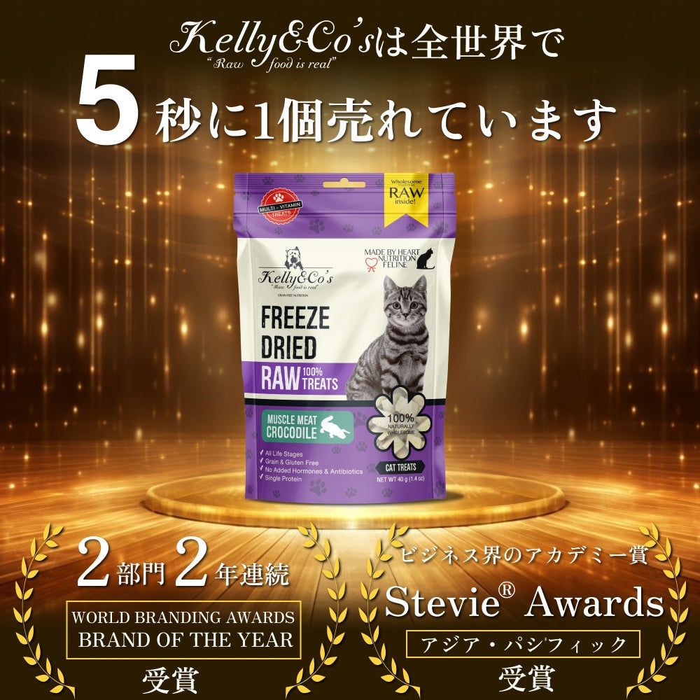猫用おやつ クロコダイルマッスルミート Kelly&Co's(ケリーアンドコー) フリーズドライ RAW TREATS